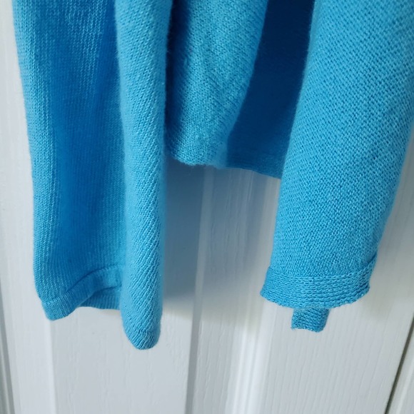 J. Jill Blue Linen Blend Draped Open Front Cardigan L Airy Soft Relaxed Modest - Picture 5 of 11